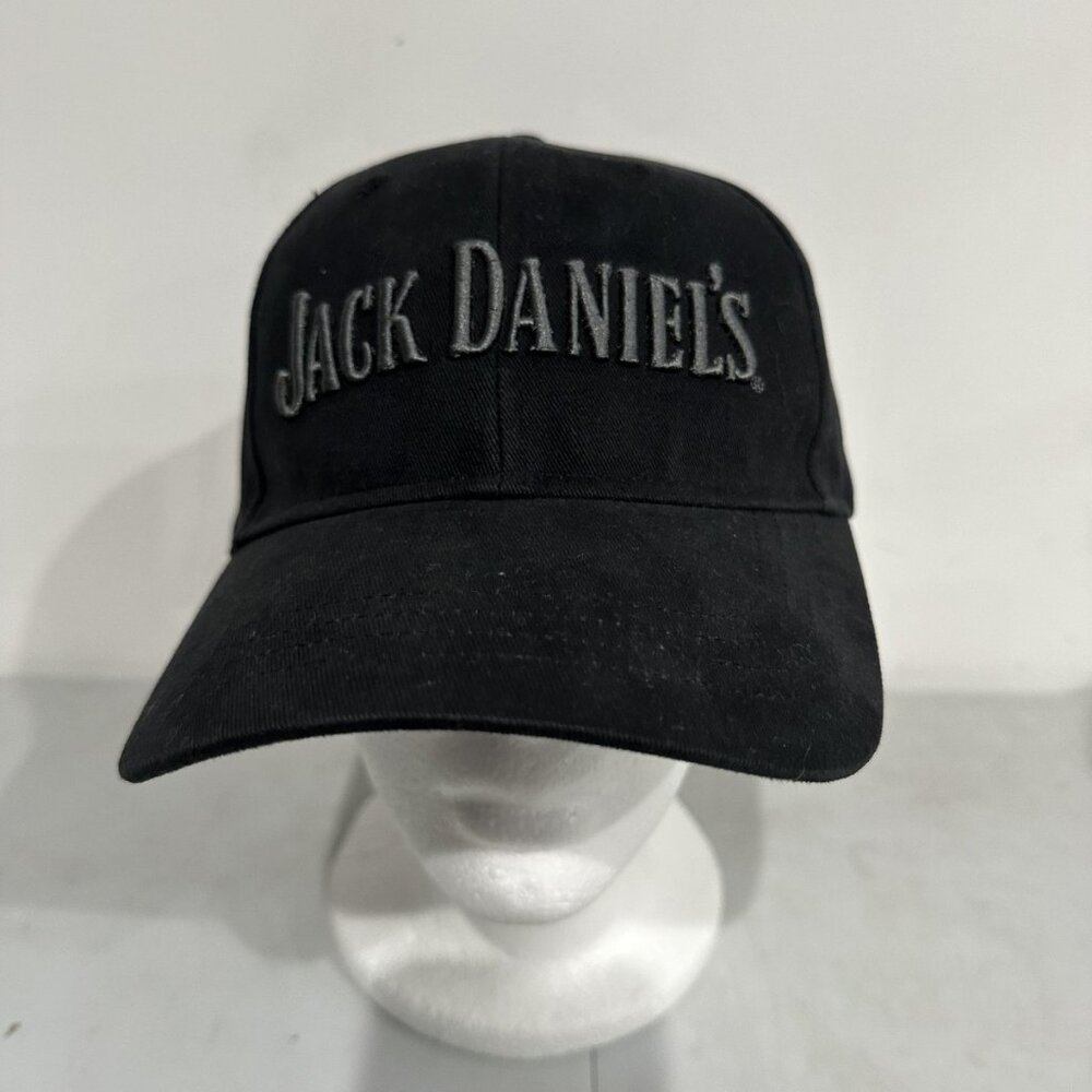 Jack Daniel's Hat Cap Strap Back One Size Black Embroidered Cotton Whiskey‎ Mens